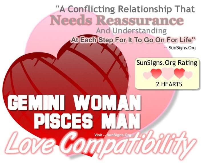 gemini woman pisces man. A Conflicting Relationship That Needs Reassurance And Understanding At Each Step For It To Go On For Life