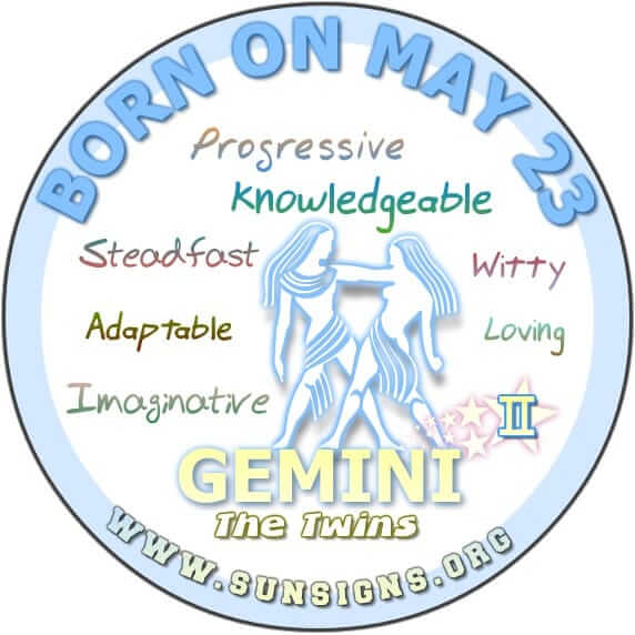 IF YOUR BIRTHDAY IS May 23, the Gemini born on this day have a reputation for being funny people