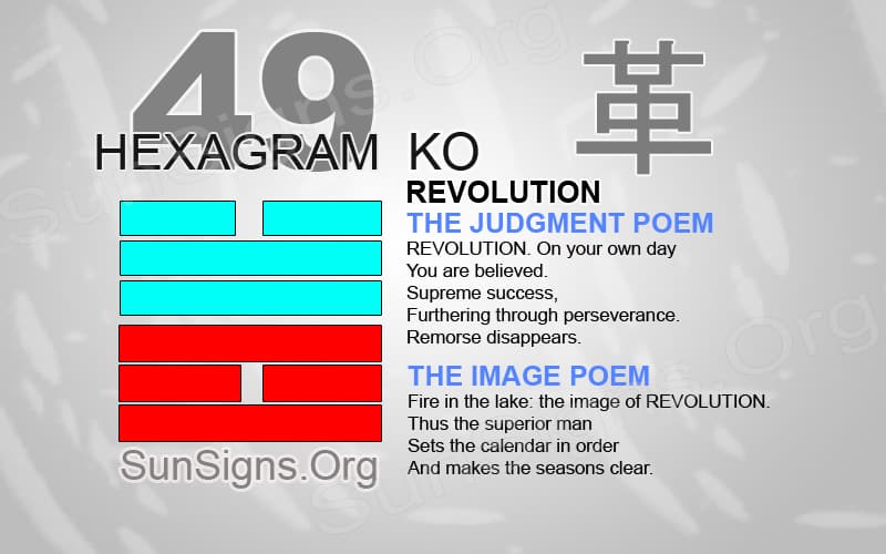 I Ching 49 meaning - Hexagram 49 Revolution