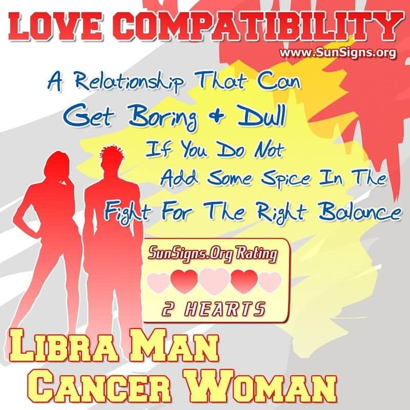 Cancer Woman Libra Man Love Compatibility A Relationship That Can Get Boring And Dull If You Do Not Add Some Spice In The Fight For The Right Balance