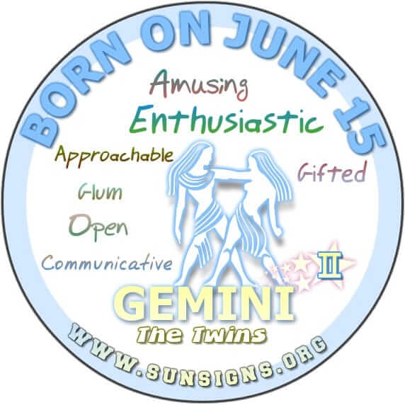 IF YOUR BIRTHDATE IS JUNE 15, you are a individualist with a positive attitude..