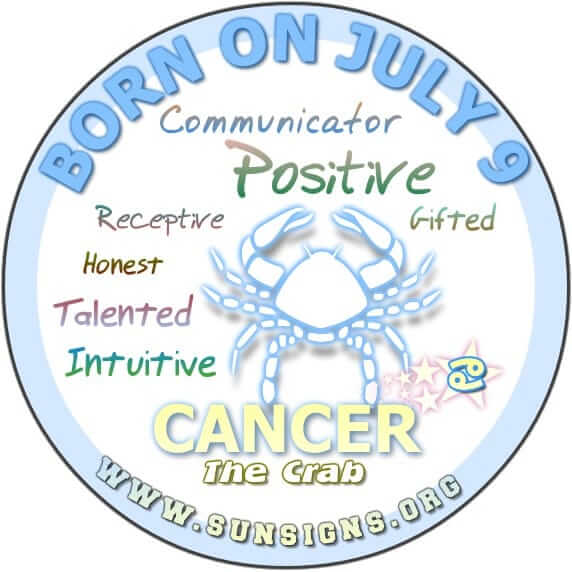 IF YOU ARE BORN ON JULY 9, the Cancer Birthday Horoscope predicts that you are especially vulnerable and kindhearted.
