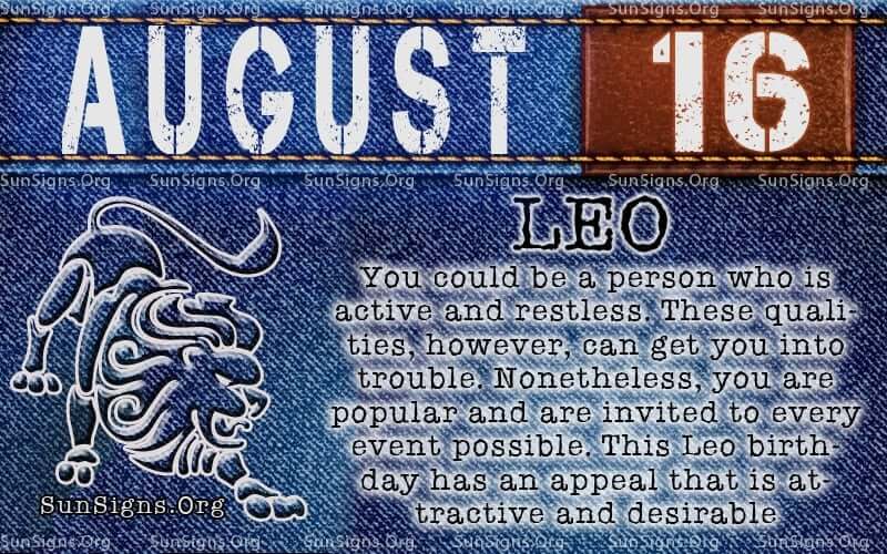 august 16 leo birthday calendar