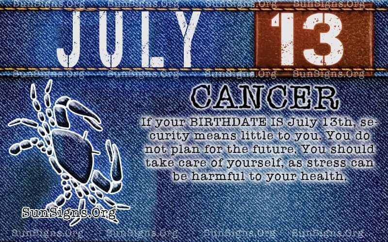 july 13 cancer birthday calendar