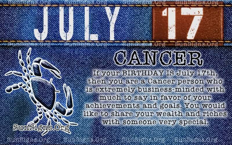 july 17 cancer birthday calendar