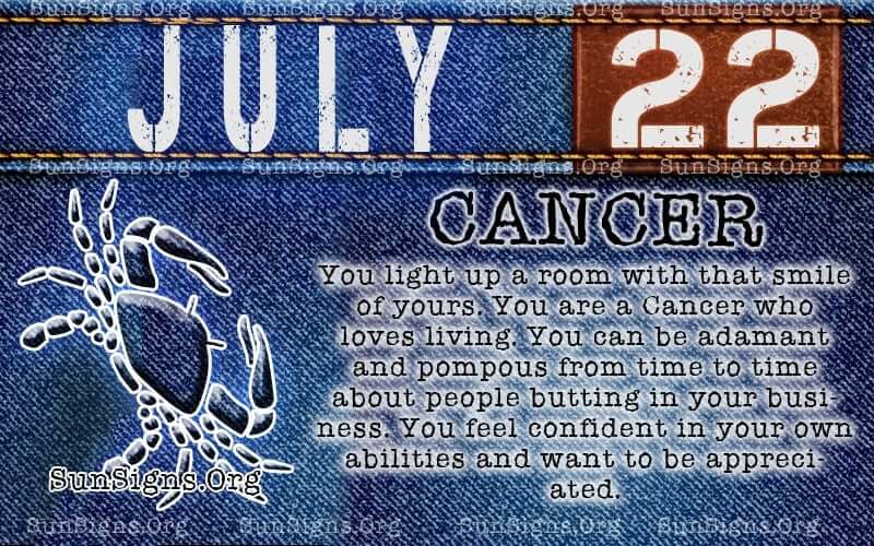 july 22 cancer birthday calendar