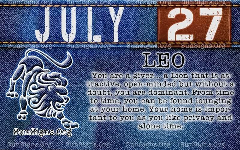 july 27 leo birthday calendar