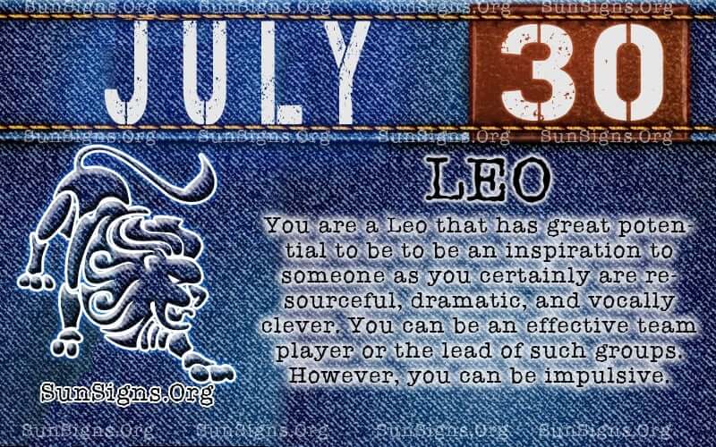 july 30 leo birthday calendar