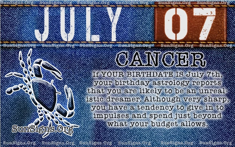 calendario de cumpleaños de cáncer del 7 de julio