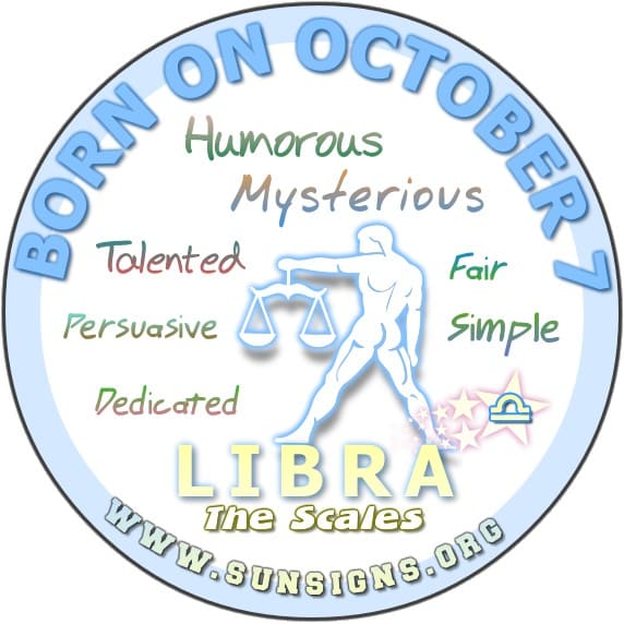 IF YOUR BIRTHDATE IS OCTOBER 7, you are a Libra.