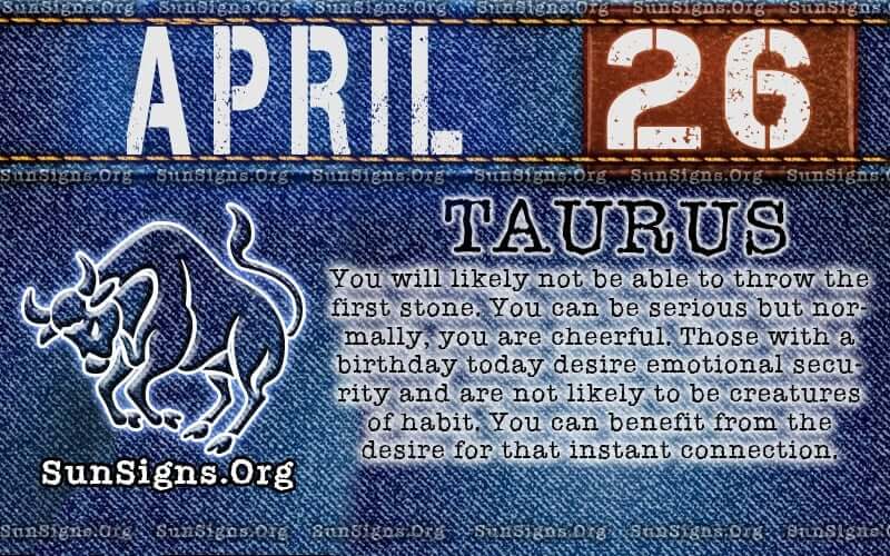 April 26 Zodiac Horoscope Birthday Personality - SunSigns.Org