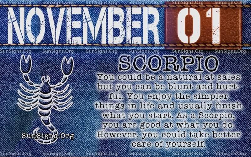 november 1 scorpio birthday calendar