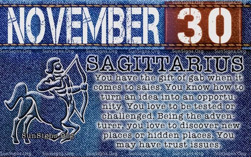 november 30 sagittarius birthday calendar