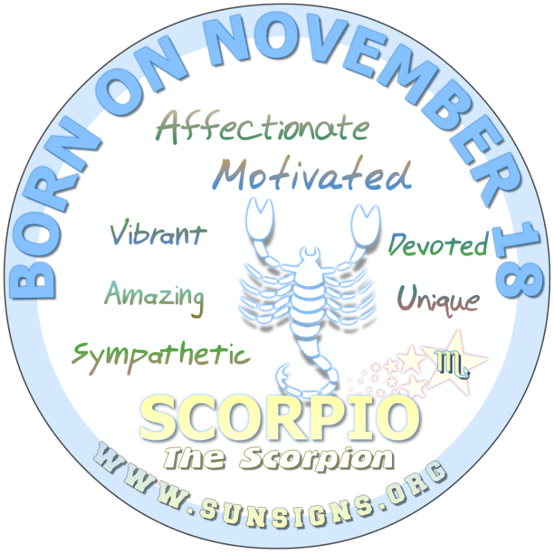 november 18 zodiac sign Scorpio