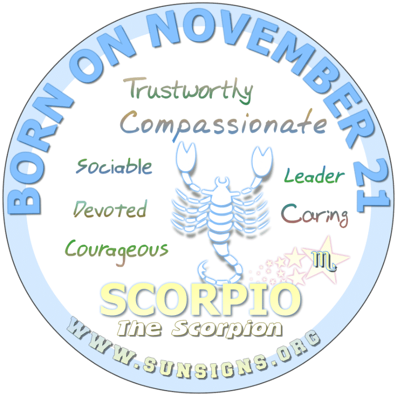 november 21 zodiac sign Scorpio