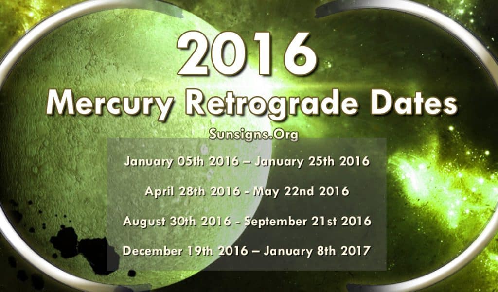 2016 Mercury Retrograde Dates